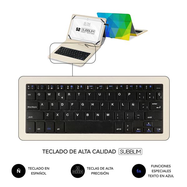 SUBKT1-USB053 funda con teclado micro usb 11 triangulos