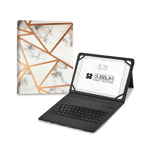 SUBKT5-BTTW10 funda y teclado 9.6 subblim trendy marmol blanco