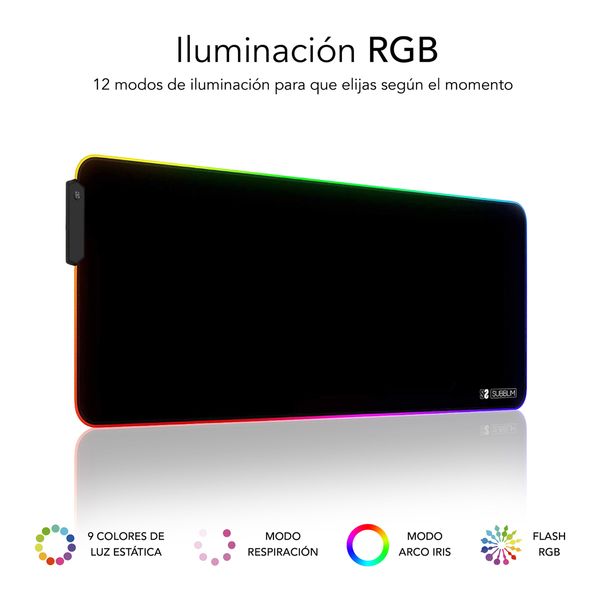 SUBMP-02RGB01 alfombrilla gaming subblim premium led rgb