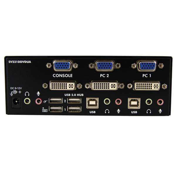 SV231DDVDUA conmutador switch kvm 2 puertos doble monitor dvi vga aud io