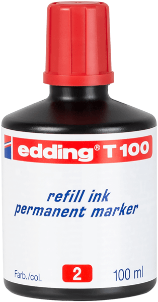 T100-02 frasco tinta para rellenar 100ml rojo edding t100-02