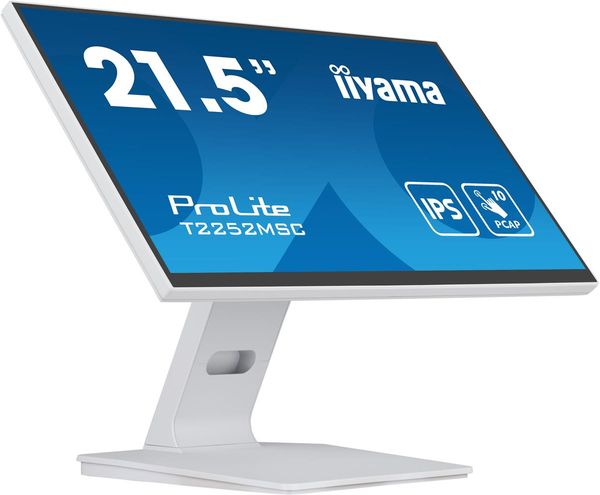 T2252MSC-W2 monitor iiyama 21.5p white bonded pcap. 10p touch with anti finger print coating. 1920x1080. ips slim panel design. hdmi. displayport. 250cd m with touch. usb 2x 3.0 t2252msc w2