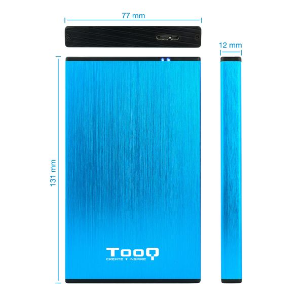 TQE-2527BL caja hdd tooq tqe 2527bl 2.5 sata usb3.0 3.1 9.5mm gen1 azul
