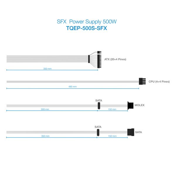 TQEP-500S-SFX fuente alimentacion 500w tooq fonte ecopower ii 80