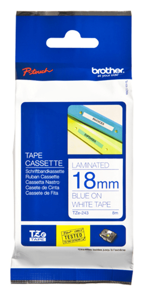TZE243 tape blue white 18mm f 3xx 5xx