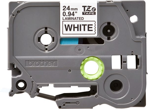 TZE251 cinta etiquetadora brother laminada 24mm tze251 texto negro sobre fondo blanco