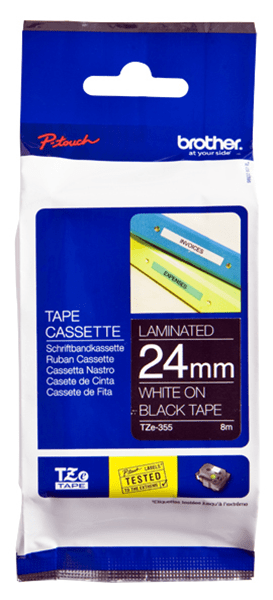 TZE355 cinta rotuladora negro-blanco24