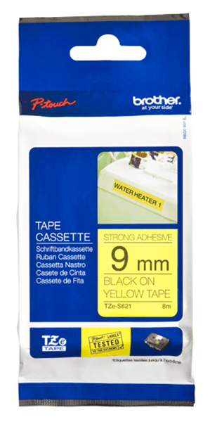 TZES621 tape-9mm black on yellow f p-touch tze