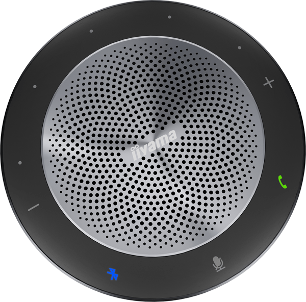UC_SPK01L iiyama speaker 360degree. 6 element microphone pick up 5m radius. intelligent noise reduction and echo cancellation. bluetooth with dongle included. usb and aux. multiple device connection. daisy chain. battery 8 hours usage uc spk01l