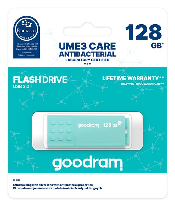 UME3-1280CRR11 goodram ume3 care 128gb usb 3.0 antibacterial