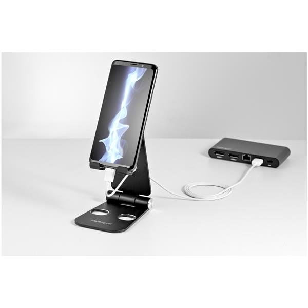 USPTLSTNDB smartphone and tablet stand portable and foldable bla ck