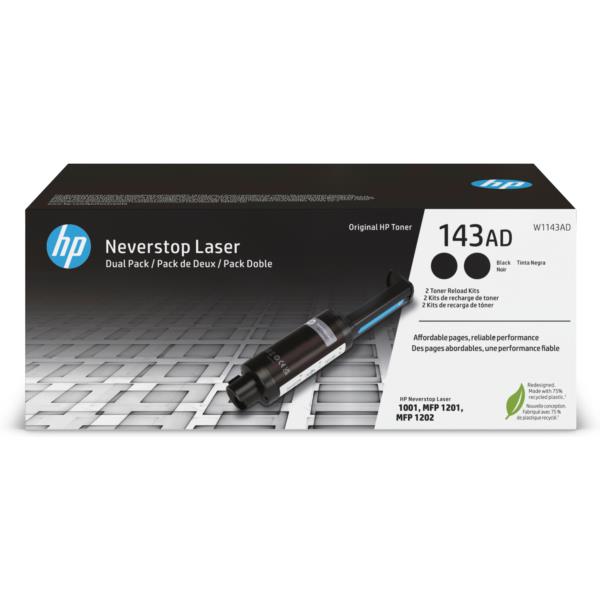 W1143AD hp 143ad neverstop toner reload kit 2 pack eea ch uk