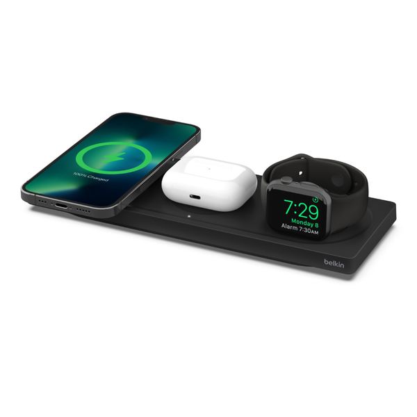 WIZ016VFBK base de carga inalambrica belkin wiz016vfbk magsafe 3 en 1 apple iphone airpods watch negro