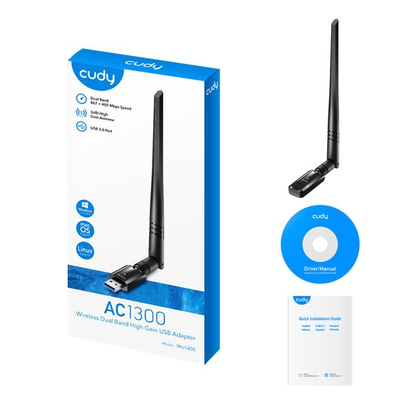 WU1400 adaptador cudy ac1300 wifi high gain usb 3.0 adapter wu1400
